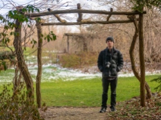 Michael standing in the entrance to the wildflower garden